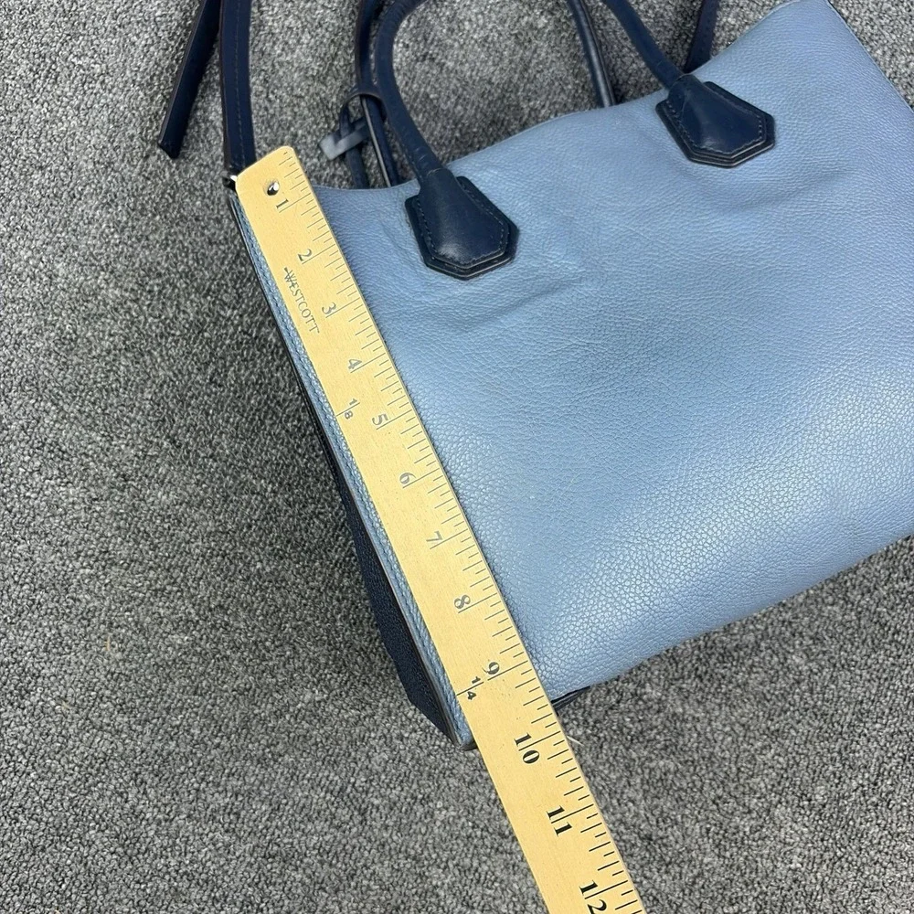 Michael Kors Mercer Medium Pebbled Leather Satchel Tote Bag Blue Purse Crossbody